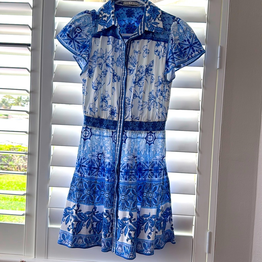 Blue floral Alice and Olivia dress size 0